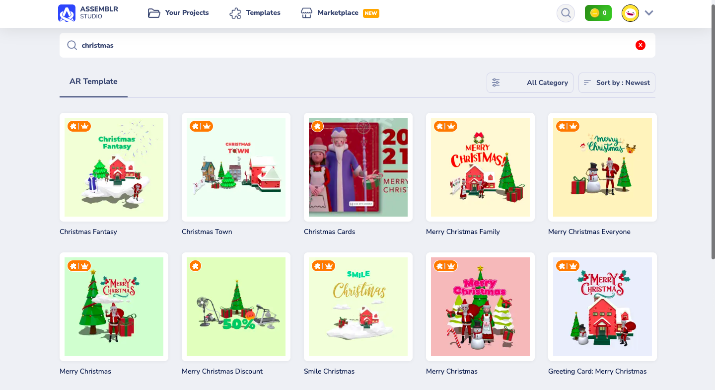 Assemblr Studio Christmas AR templates